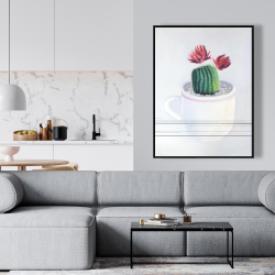 Framed 36 x 48 - Mini cactus in a cup