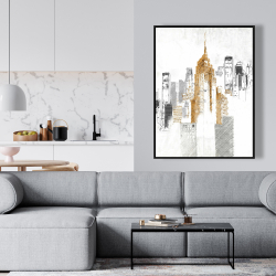 Framed 36 x 48 - Blurry sketch style cityscape