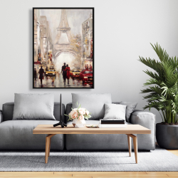 Encadré 36 x 48 - Rue achalandée de paris et tour eiffel