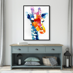 Encadré 36 x 48 - Girafe abstraite tacheté de couleurs
