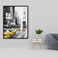 Encadré 36 x 48 - Times square et taxis jaunes