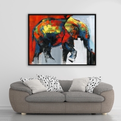 Encadré 36 x 48 - éléphant abstrait et coloré en mouvement