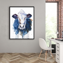 Encadré 36 x 48 - Vache à l'aquarelle