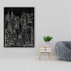Framed 36 x 48 - Illustrative city towers