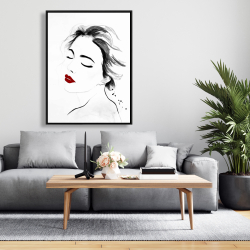 Framed 36 x 48 - Right side watercolor serenely lady portrait