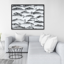 Framed 36 x 48 - Gray shoal of fish