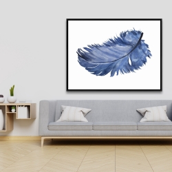 Framed 36 x 48 - Watercolor blue feather