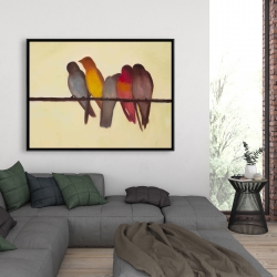 Framed 36 x 48 - Five birds on a branch