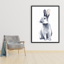 Framed 36 x 48 - Gray curious rabbit