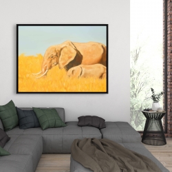 Encadré 36 x 48 - éléphant et son tout petit