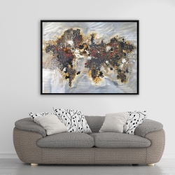 Framed 36 x 48 - Texturized world map with typography