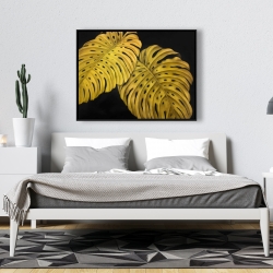 Framed 36 x 48 - Gold monstera