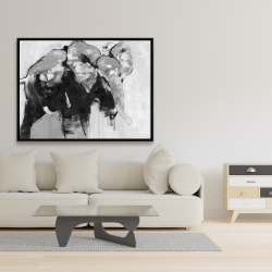 Framed 36 x 48 - Monochrome abstract elephant