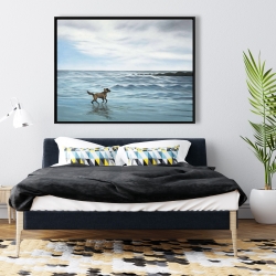 Framed 36 x 48 - Dog on the beach