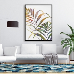 Encadré 36 x 48 - Feuilles de palmiers tropicaux à l'aquarelle
