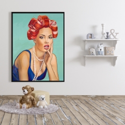 Encadré 36 x 48 - Femme rétro avec bigoudis