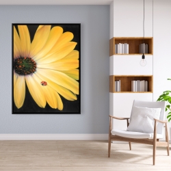 Framed 36 x 48 - Yellow daisy and ladybug
