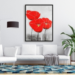 Framed 36 x 48 - Three poppies
