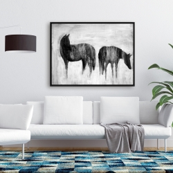 Framed 36 x 48 - Horses silhouettes in the mist