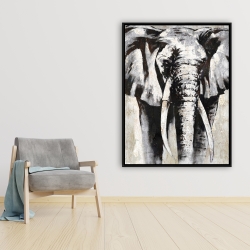 Encadré 36 x 48 - éléphant en beige