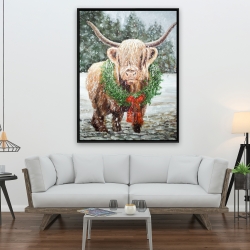 Encadré 36 x 48 - Vache highland de noël
