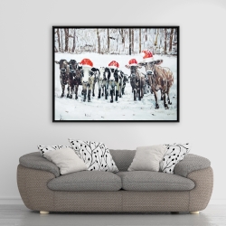 Framed 36 x 48 - Curious christmas cows