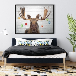 Framed 36 x 48 - Moose has christmas balls