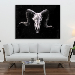 Framed 36 x 48 - Ram skull grunge style