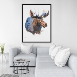 Encadré 36 x 48 - Orignal bleu abstrait