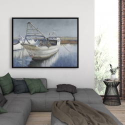 Encadré 36 x 48 - Bateau de pêche bleu