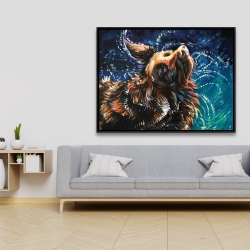 Framed 36 x 48 - Wet golden retreiver shaking to dry