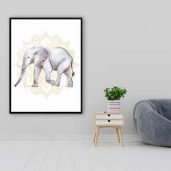 Encadré 36 x 48 - éléphant sur mandalas