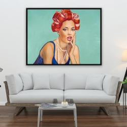 Encadré 36 x 48 - Femme rétro avec bigoudis