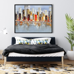 Framed 36 x 48 - Colorful buildings with water reflection
