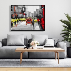 Framed 36 x 48 - Abstract traffic by a rainy day