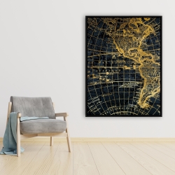 Encadré 36 x 48 - Globe terreste bleu et doré