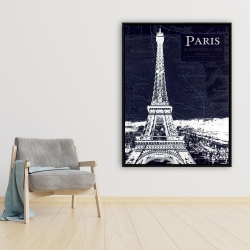 Framed 36 x 48 - Paris blue print and eiffel tower