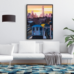 Framed 36 x 48 - Sunset over the subway in new-york
