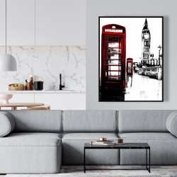 Framed 36 x 48 - Telephone box and big ben of london