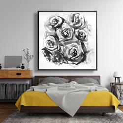 Encadré 48 x 48 - Roses abstraites monochrome
