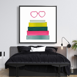 Framed 48 x 48 - Heart shape glasses with books