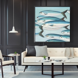 Framed 48 x 48 - Small fish of caesio caerulaurea