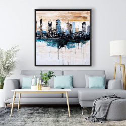 Framed 48 x 48 - Buildings on the horizon
