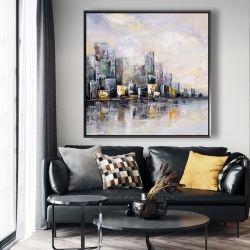 Framed 48 x 48 - Abstract cityscape in the morning
