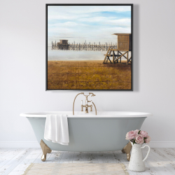 Framed 48 x 48 - Lifeguard tower at the beach