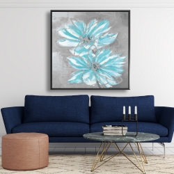 Encadré 48 x 48 - Deux petites fleurs bleues abstraites