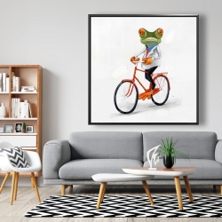 Encadré 48 x 48 - Drole de grenouille à vélo