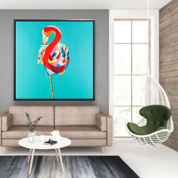 Framed 48 x 48 - Colorful flamingo