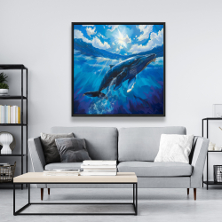 Framed 48 x 48 - Swimming whale
