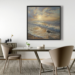 Framed 48 x 48 - Seagull on the beach